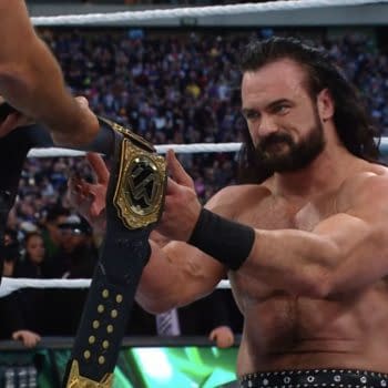Drew McIntyre holds the World Heavyweight Championship, if only briefly, at WrestleMania XL